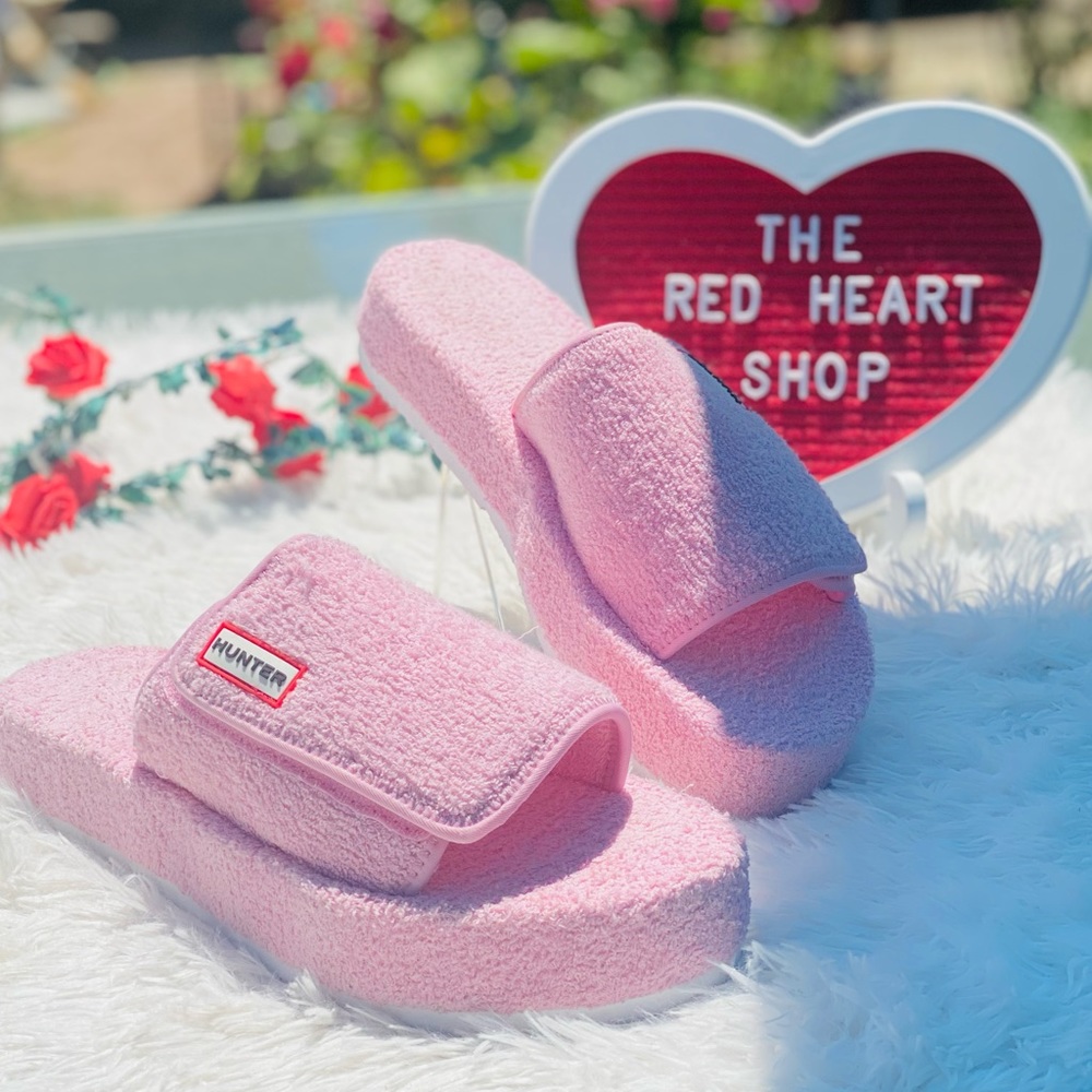 NEW | Hunter Terry Towelling Beach Platform Adjustable Slides - Picture 4 of 9